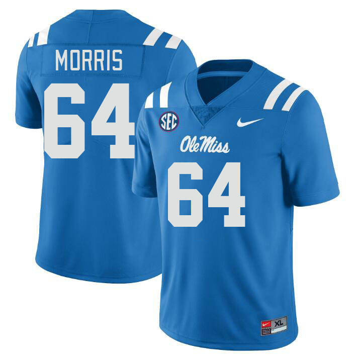 Men #64 Ethan Morris Ole Miss Rebels College Football Jerseyes Stitched Sale-Powder Blue